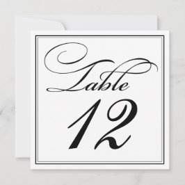 Tarjetas de número de mesa con letra cursiva negra