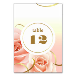 Tarjetas de número de mesa con rosas rosadas elega