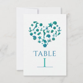 Tarjetas de número de mesa de acuarela azul turque