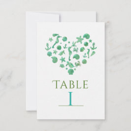 Tarjetas de número de mesa de acuarela verde de co