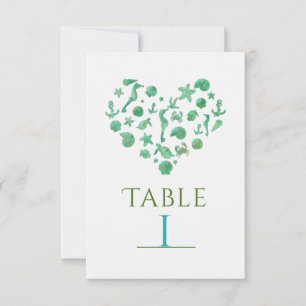 Tarjetas de número de mesa de acuarela verde de co