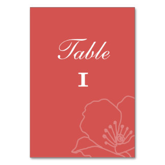 Tarjetas de número de mesa de boda amapolas rojas