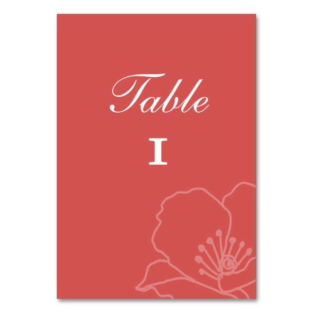 Tarjetas de número de mesa de boda amapolas rojas  (Anverso)