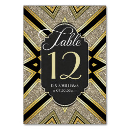 Tarjetas de número de mesa de boda Art Deco Goldy