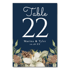 Tarjetas de número de mesa de boda azul marino de 