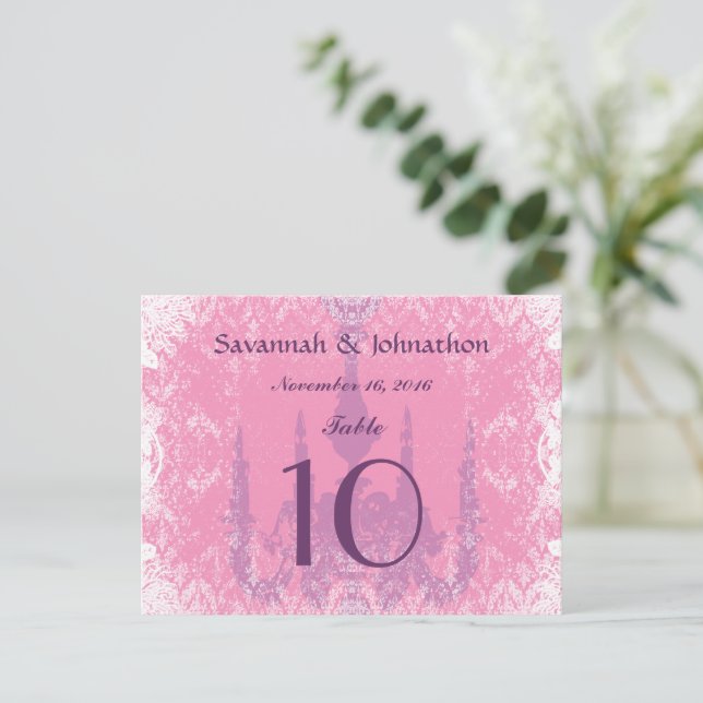 Tarjetas de número de mesa de boda Candil antiguo  (Anverso de pie)