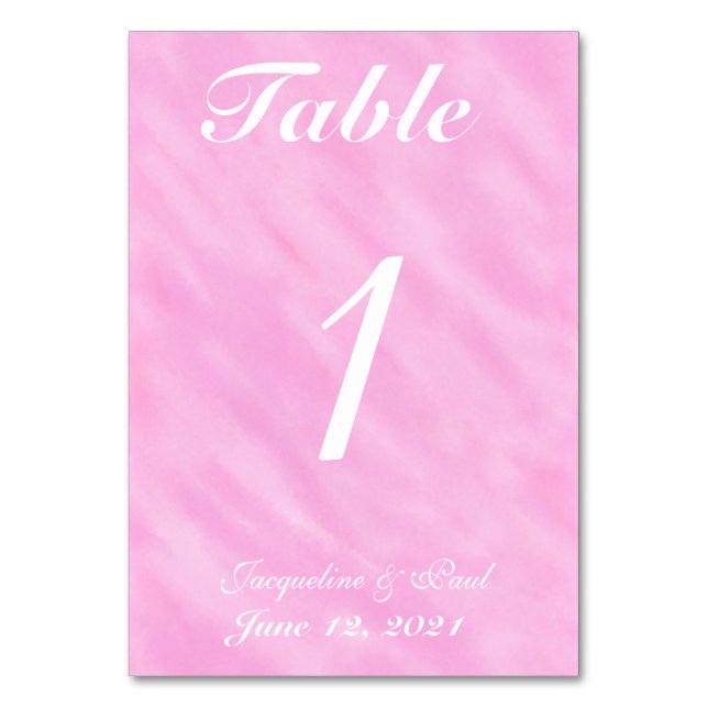 Tarjetas de número de mesa de boda con acuarela de (Anverso)