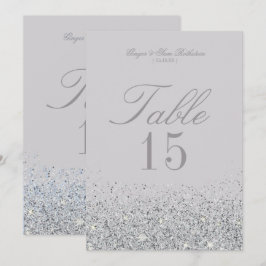 Tarjetas de número de mesa de boda con brillo de p