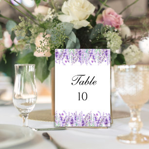 Tarjetas de número de mesa de boda con flores de l