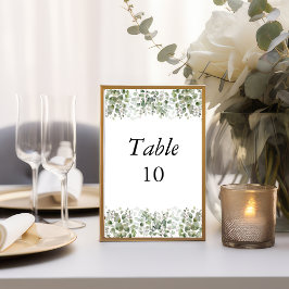 Tarjetas de número de mesa de boda con follaje de 