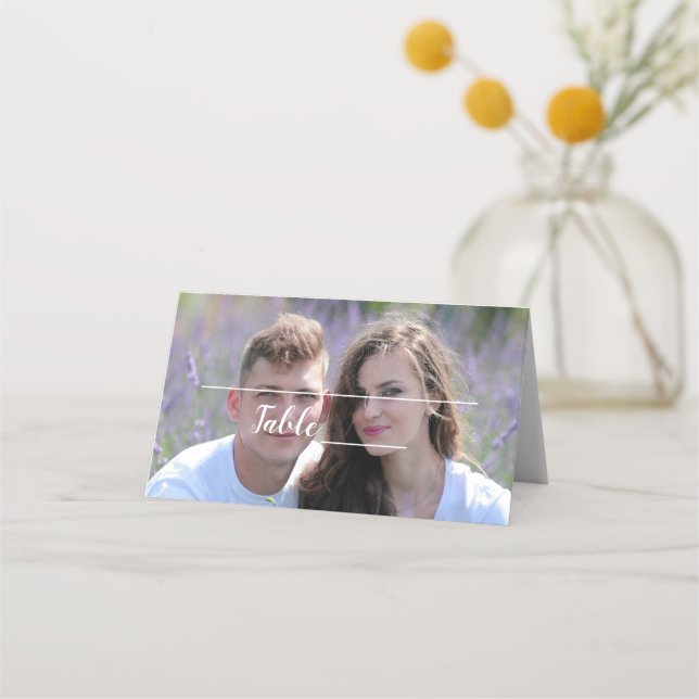 Tarjetas de número de mesa de boda con foto (Anverso)