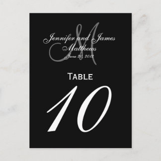 Tarjetas de número de mesa de boda con monograma b