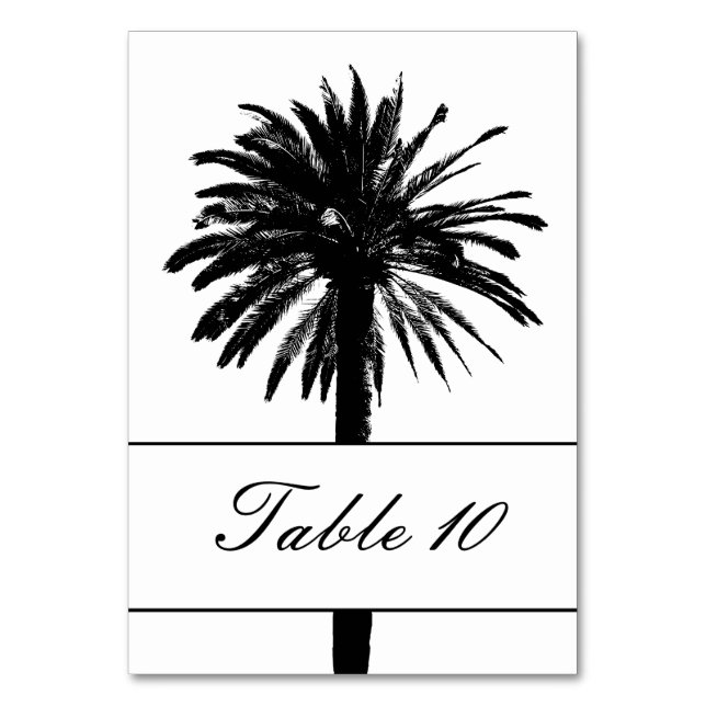 Tarjetas de número de mesa de boda con palmera muy (Anverso)