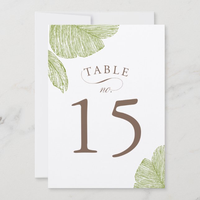 Tarjetas de número de mesa de boda con palmera vin (Anverso)