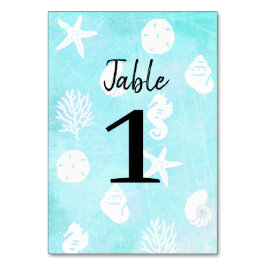 Tarjetas de número de mesa de boda de conchas de p