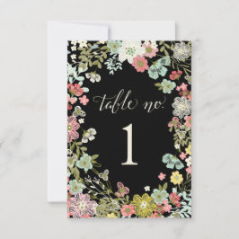 Tarjetas de número de mesa de boda de jardín flora