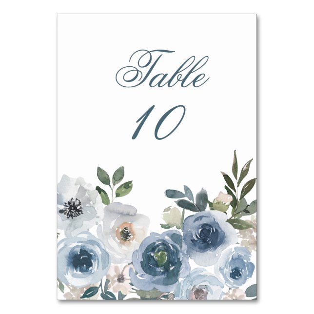 Tarjetas de número de mesa de boda elegantes flora (Anverso)