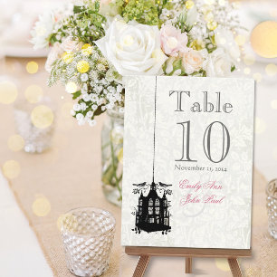 Tarjetas de número de mesa de boda en jaula de páj