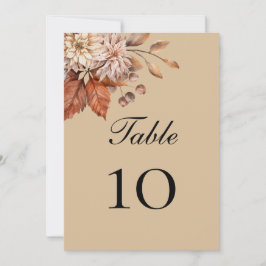 Tarjetas de número de mesa de boda floral boho bei