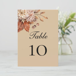 Tarjetas de número de mesa de boda floral boho bei