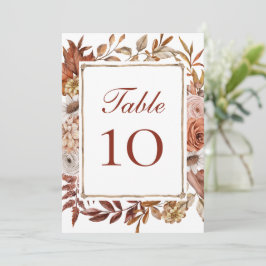 Tarjetas de número de mesa de boda florales boho d