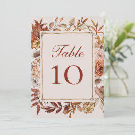 Tarjetas de número de mesa de boda florales boho d