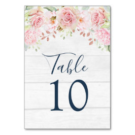 Tarjetas de número de mesa de boda florales rosada