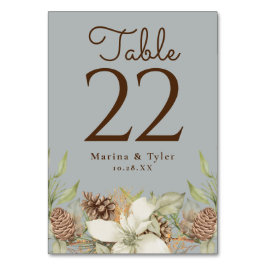 Tarjetas de número de mesa de boda gris pino de in