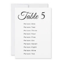 Tarjetas de número de mesa de boda modernas con gr