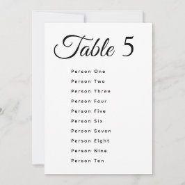 Tarjetas de número de mesa de boda modernas con gr
