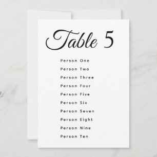Tarjetas de número de mesa de boda modernas con gr