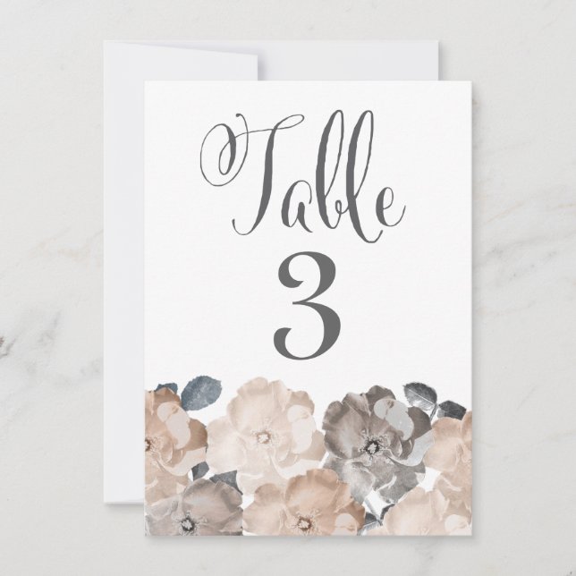Tarjetas de número de mesa de bodas con rosas vint (Anverso)
