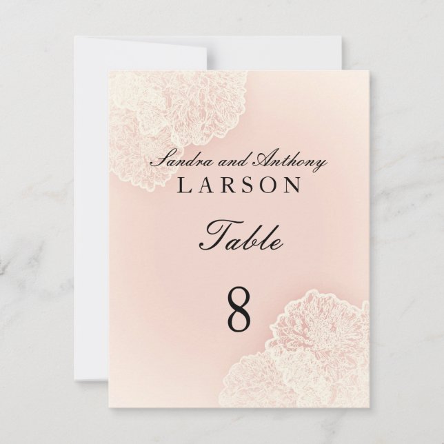 Tarjetas de número de mesa de Crisantemo Rosa (Anverso)