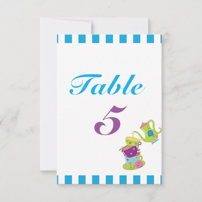 Tarjetas de número de mesa de cumpleaños de tazas  (Anverso)