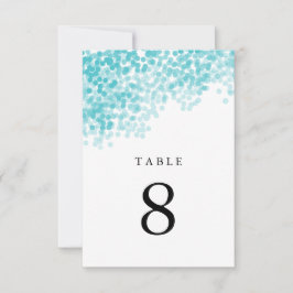 Tarjetas de número de mesa de ducha de luz turques