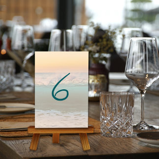 Tarjetas de número de mesa de recepción de amanece