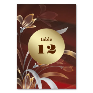 Tarjetas de número de mesa elegantes Caoba Flora