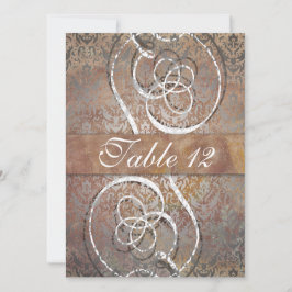 Tarjetas de número de mesa elegantes con damasco t