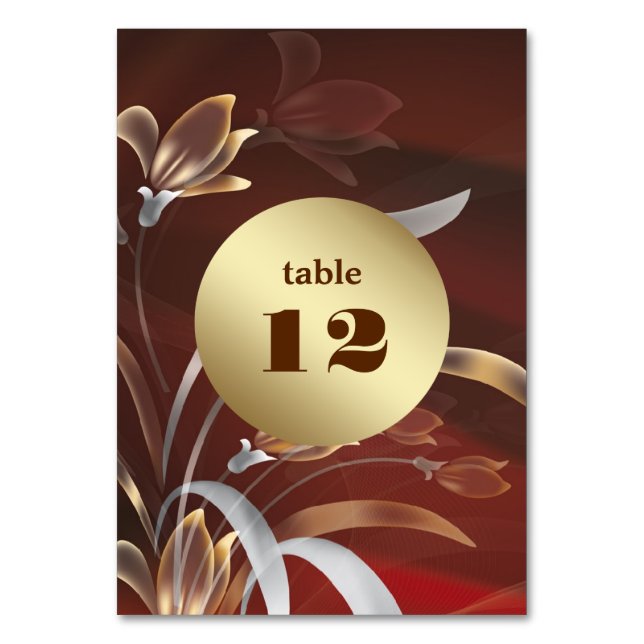 Tarjetas de número de mesa elegantes de caoba | Fl (Anverso)
