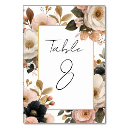 Tarjetas de número de mesa florales personalizable