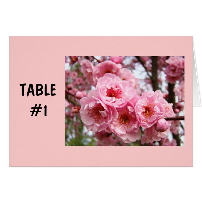 Tarjetas de Número de Mesa Flores Rosadas Fiestas  (Anverso (Horizontal))