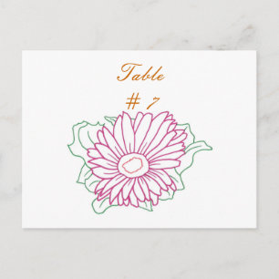 Tarjetas de número de mesa, girasol fucsia rosa