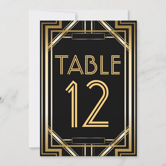 Tarjetas de número de mesa Great Gatsby Art Deco (Anverso)