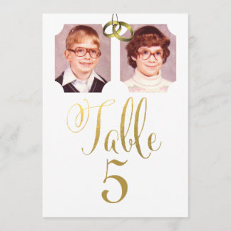 Tarjetas de número de mesa para boda con fotos ant