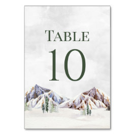 Tarjetas de número de mesa para boda de montaña in