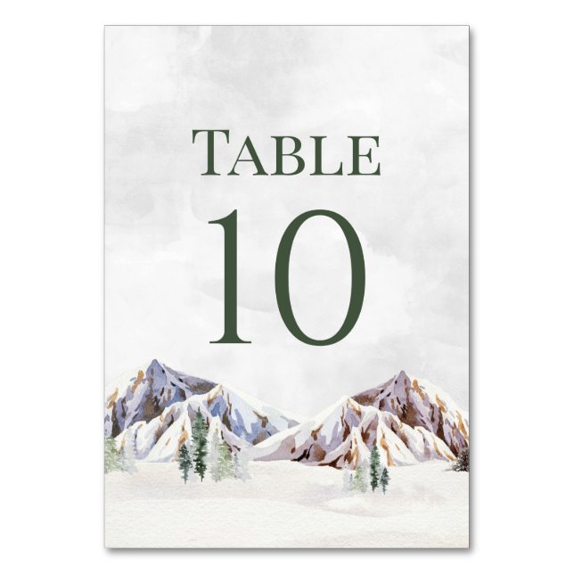 Tarjetas de número de mesa para boda de montaña in (Anverso)