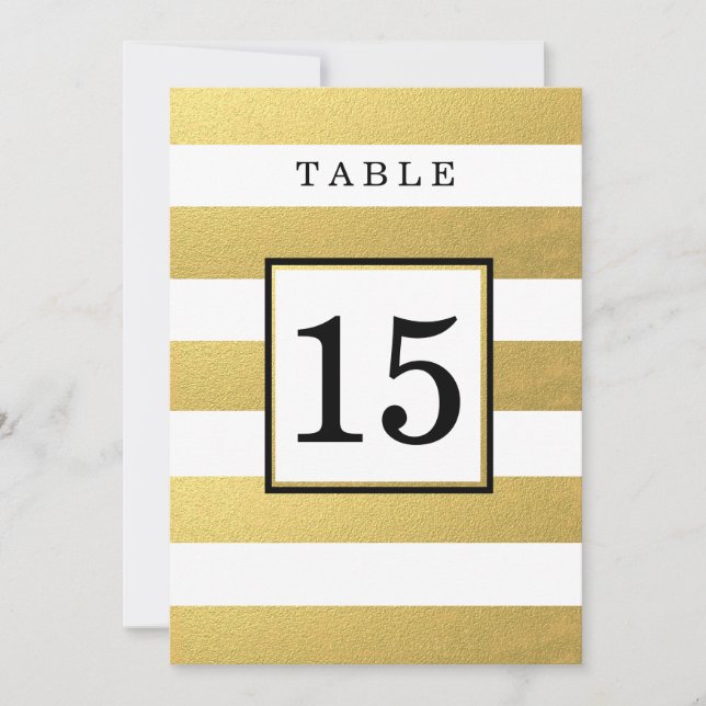 TARJETAS DE NÚMERO DE MESA PARA BODA DE ORO CHIC (Anverso)