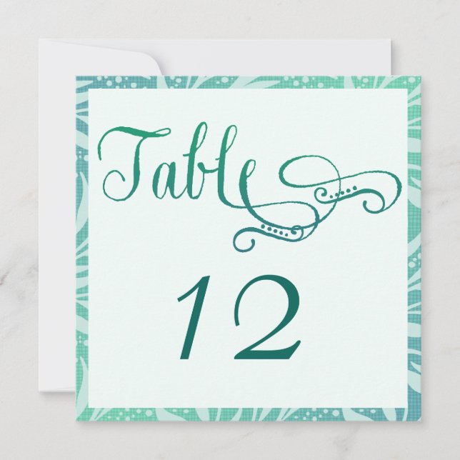 Tarjetas de número de mesa para boda en playa de h (Anverso)