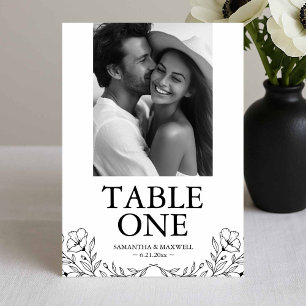 Tarjetas de número de mesa para fotos de boda en b