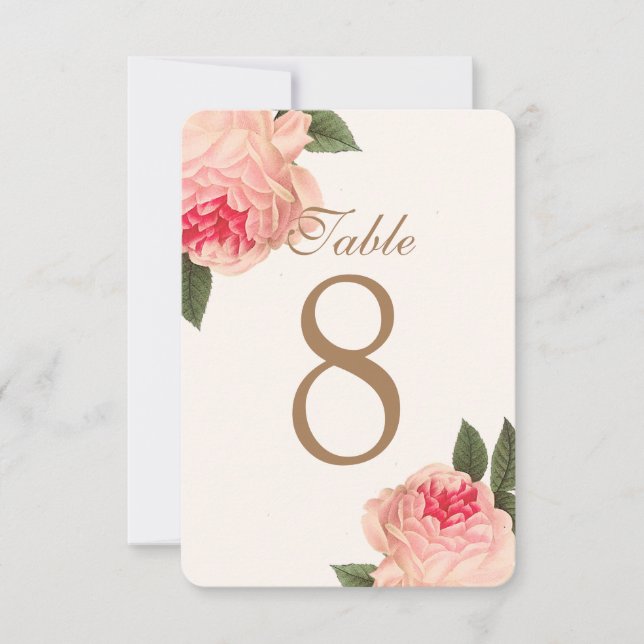 Tarjetas de número de mesa personalizables Coral P (Anverso)